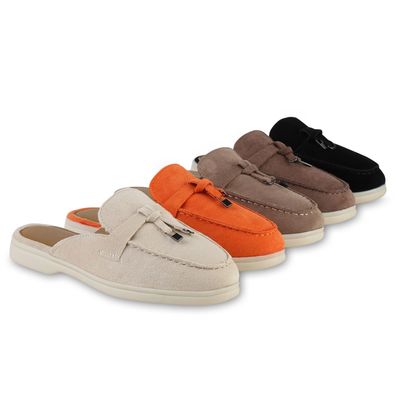 VAN HILL Damen Pantoletten Sandalen Haussschuhe Basic Slip Ons Schuhe 841514