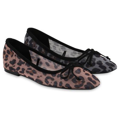 VAN HILL Damen Klassische Ballerinas Prints Schleifen Freizeit Schuhe 841722