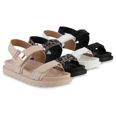 VAN HILL Damen Komfort Sandalen Bequeme Plateau Profil-Sohle Schuhe 841724