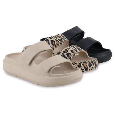 VAN HILL Damen Pantoletten Sandaletten Bequeme Profil-Sohle Schuhe 841757