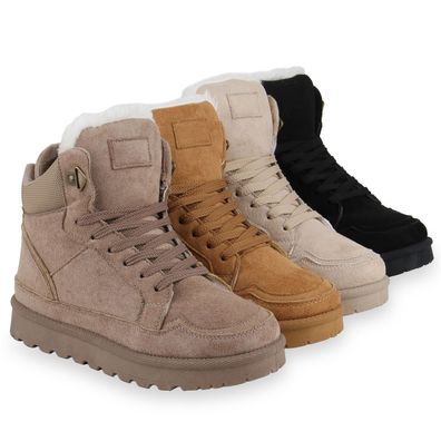 VAN HILL Damen Warm Gefütterte Sneaker High Bequeme Profil-Sohle Schuhe 841867