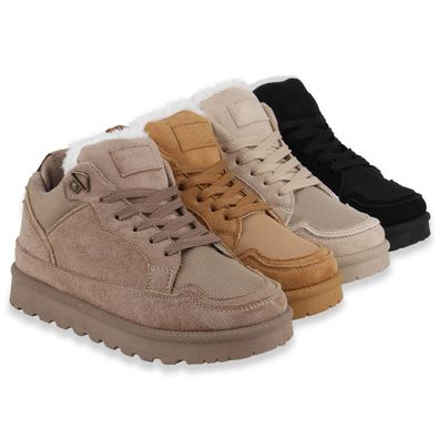 VAN HILL Damen Warm Gefütterte Sneaker Low Bequeme Profil-Sohle Schuhe 841868