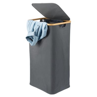 bremermann Wäschesammler mit herausnehmbarem Sack & Deckel, ca. 100 Liter, grau