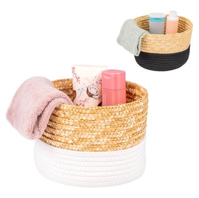 bremermann Aufbewahrungskorb aus Baumwolle/Strohgeflecht Ø 24 cm