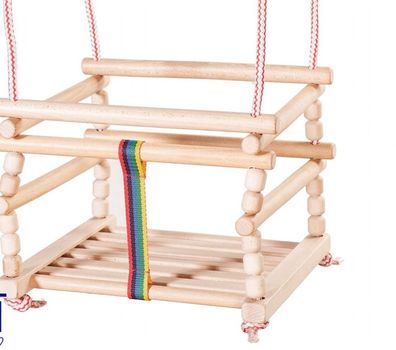 Holzgitterschaukel Babyschaukel Retro Kinderschaukel naturton zum aufhängen