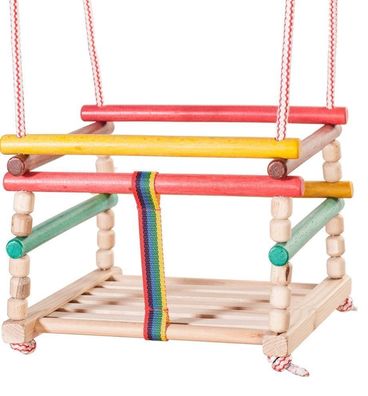 Holzgitterschaukel Babyschaukel Retro Kinderschaukel bunt zum aufhängen