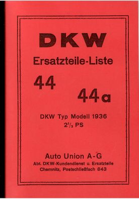 DKW Ersatzteile Liste Nr. 44 & 44a, RT 100, RT 2,5 PS, RT 3 PS, Motorrad, Oldtimer