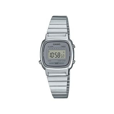 Casio Vintage Damenarmbanduhr LA670WEA-7EF Resin verchromt, Edelstahl