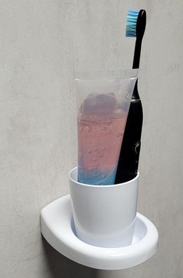 Uno Zahnbecher mit Wandhalterung Weiß Kunststoff "ProduktEconomy"