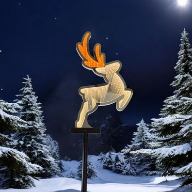 LED-Rentier IP44 Infinity Effekt 117 SMD LED 44,5 + 50cm Erdspieß 36351