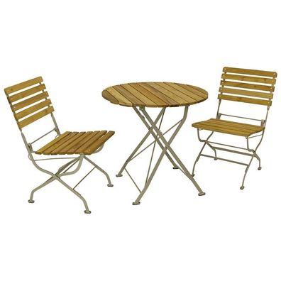 Garnitur Sitzgarnitur 3teilig Flachstahl verzinkt Robinienholz 999027F