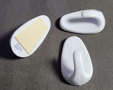 Uno 3x Einzelhaken Weiss 51125013 selbsklebend Kunststoff "ProduktEconomy"