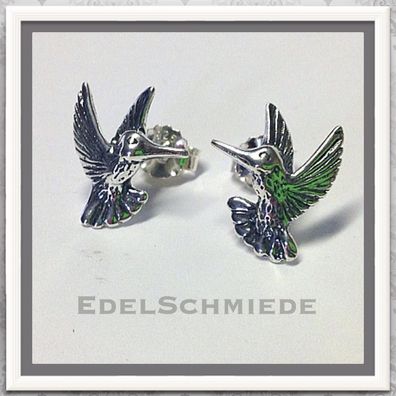 fliegender Kolibri als Ohrstecker 925 geschwärzt