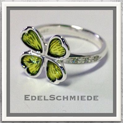 Edelschmiede925 Silberring mit Glückskleeblatt 925/- Silber Ringgröße 58