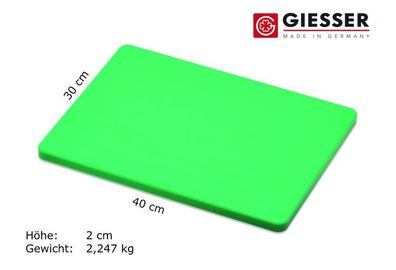 40 x 30 cm Schneidebrett Messerbrett Küchenbrett Kunststoff Giesser Messer grün