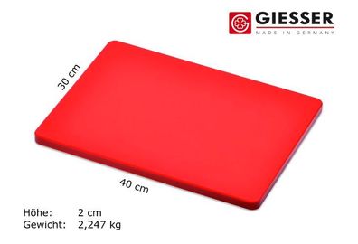 40 x 30 cm Schneidebrett Messerbrett Küchenbrett Kunststoff Giesser Messer rot