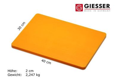 40 x 30 cm Schneidebrett Messerbrett Küchenbrett Kunststoff Giesser Messer gelb