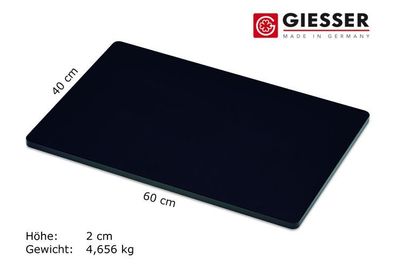 60x40 cm Schneidebrett Messerbrett Küchenbrett Kunststoff Giesser Messer schwarz