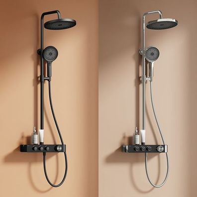 EMKE Duschsystem Mit Thermostat Duschset Einstellbare Wassermenge Chrom/Schwarz