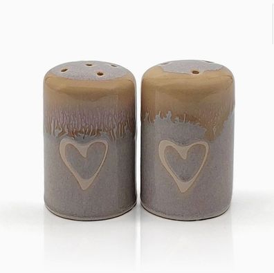 Mea-Living, Stoneware Salz- und Pfefferstreuer Set Herz, Geschirr