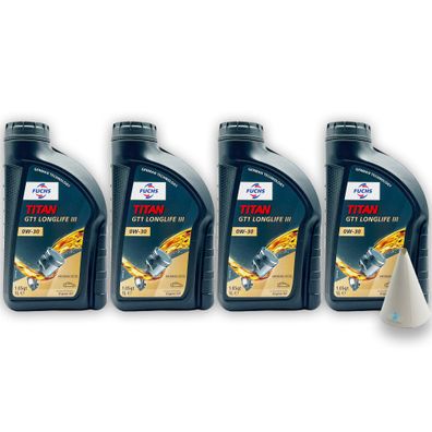 4 L Fuchs Titan GT1 Longlife III 0W-30 | VW 504 00 / 507 00 | Porsche C30 |