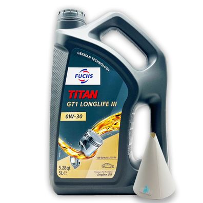 5 L Fuchs Titan GT1 Longlife III 0W-30 | VW 504 00/507 00 | Porsche C30