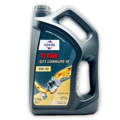 5 L Fuchs Titan GT1 Longlife III 0W-30 | VW 504 00/507 00 | Porsche C30