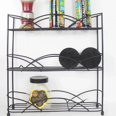 3-Tier Wall Mount Countertop Spice Rack Organizer Cabinet with Rubber Feet