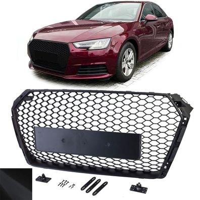 Sport Kühlergrill ohne Emblem Wabendesign Schwarz Matt für Audi A4 B9 8W 2015-19