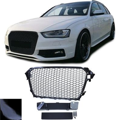 Sport Kühlergrill ohne Emblem Schwarz Glanz für Audi A4 B8 8K Facelift 11-15
