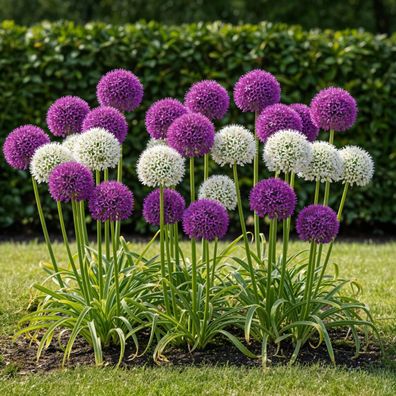 Exotenherz Blumenzwiebeln - Zierlauch Allium Violett-Weiß-Mix (15 Stück) Durchmess