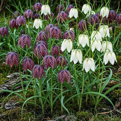Exotenherz Blumenzwiebeln - Schachbrettblume Fritillaria Meleagris Mix (30 Stück)