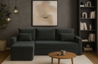 Couchgarnitur Ecksofa CAPRI L-Form Schlaffunktion Bettkasten und Seitenlehnen