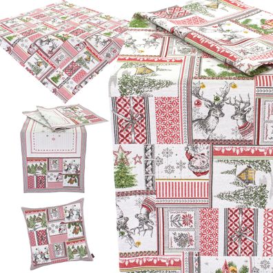 Weihnachten Tischdecke Tischläufer Kissenbezug Nostalgie Weihnachtsdekoration
