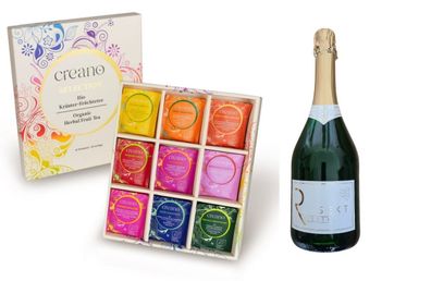 Creano Geschenk Bio Früchte Kräutertee 45er BioTeebeutel incl Sektflasche