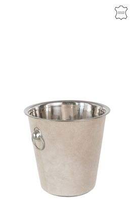 Eiseimer / Sektkühler, Rund, Leder, Beige