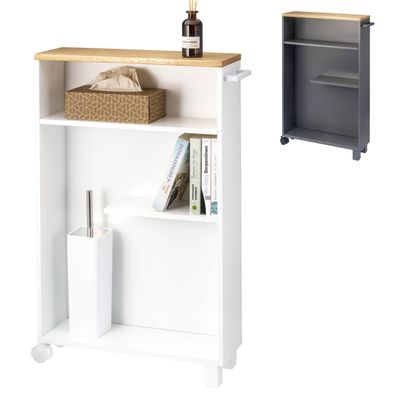 eluno Bad-Rollwagen, Küchen-Nischenwagen, Bad-Organizer mit 3 Ebenen aus Holz
