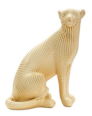 Dekofigur Leopard sitzend Tierfigur in edler goldener Optik Fell abstrakt H 29 cm