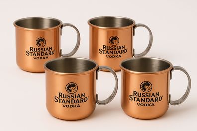 Russian Standard Moscow Mule Becher 4er Set - Kupferbecher aus Edelstahl