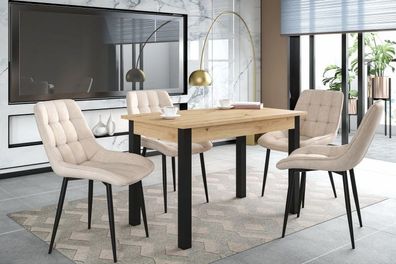 Essgruppe A76, Esszimmer Set , Esstisch (Ausziehbar) mit 4 Stühlen - Farbe wählbar