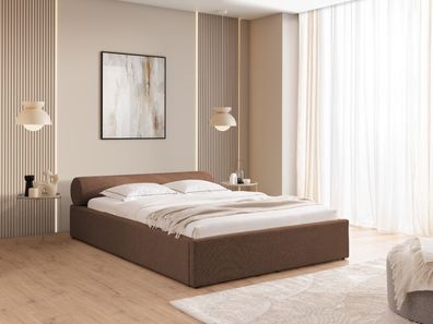 Josy - Designer-Polsterbett mit zylinderförmigem gepolstertem Kopfteil