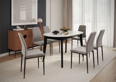 Essgruppe A81, Esszimmer Set , Esstisch (Ausziehbar) mit 6 Stühlen-Farbe wählbar