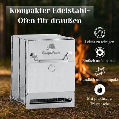 Klappgrill aus Edelstahl, klappbarer Outdoor-Campinggrill