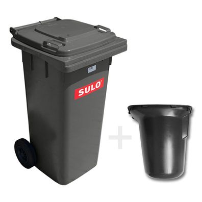 1 x SULO Mülltonne Abfalltonne Müllbehälter 120 Liter Grau VARIO + 35 Liter Einsatz