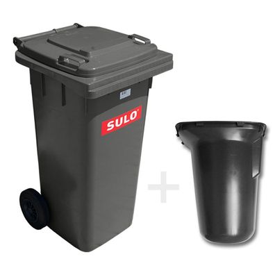 1 x SULO Mülltonne Abfalltonne Müllbehälter 120 Liter Grau VARIO + 60 Liter Einsatz