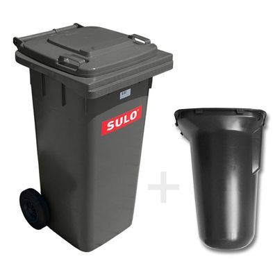 1 x SULO Mülltonne Abfalltonne Müllbehälter 120 Liter Grau VARIO + 80 Liter Einsatz