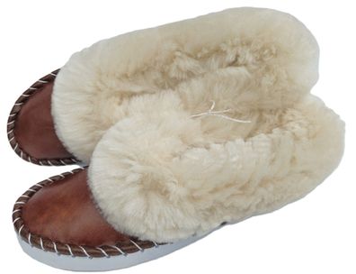 Lammfell Warme Hausschuhe Mokassin Gr.41 NEU, Schaffell/ leder Handarbeit 5 * 25