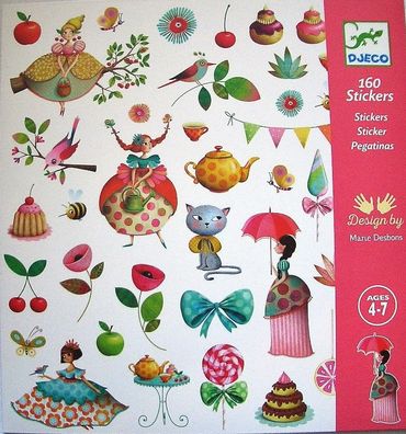 DJECO*Kinder*160 * Deko*Sticker*Aufkleber*Tee Party der Prinzessin*