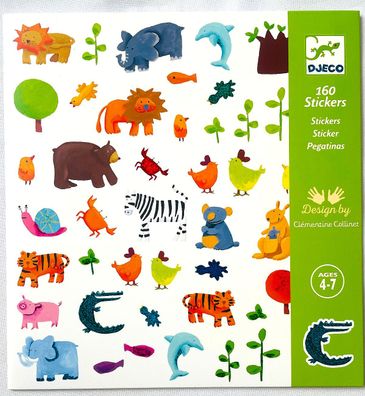 DJECO*Kinder*160 * Deko*Sticker*Aufkleber*Tiere*