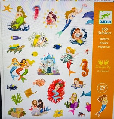 DJECO*Kinder*160 * Deko*Sticker*Aufkleber*Meerjungfrauen*Nixen*